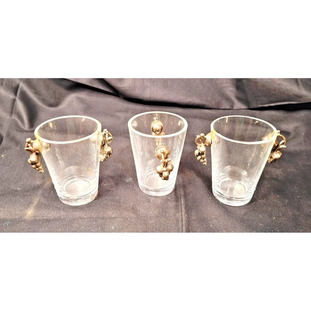 Rare Vintage MCM Strombergshyttan Danish Wine Taste Glasses w/ Grape Clusters
